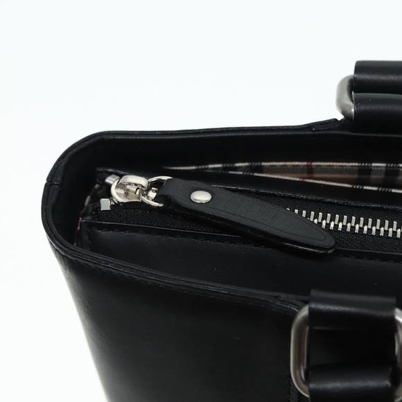 BURBERRY Hand Bag Leather Black Silver Auth bs17557 - Picture 10 of 16